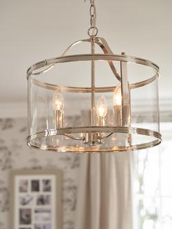 Laura Ashley Harrington 3 Arm Glass Ceiling Light, Polished Nickel