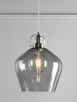 Laura Ashley Rye Glass Pendant Ceiling Light, Tinted Smoke