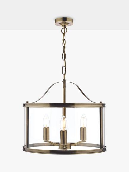 Laura Ashley Harrington 3 Arm Glass Ceiling Light - view 2, Antique Brass