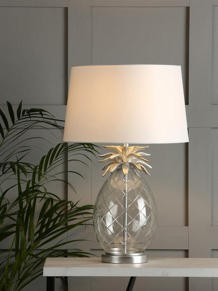Laura Ashley Pineapple Glass Large Table Lamp, Polished Chrome
