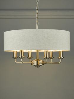 Laura Ashley Sorrento 6 Arm Ceiling Light, Satin Nickel/Natural
