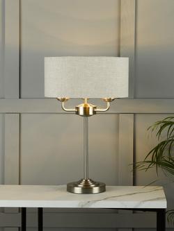 Laura Ashley Sorrento 3 Arm Table Lamp - view 2, Satin Nickel/Natural