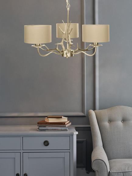 Laura Ashley Mulroy 3 Arm Chandelier Ceiling Light, Champagne, Champagne