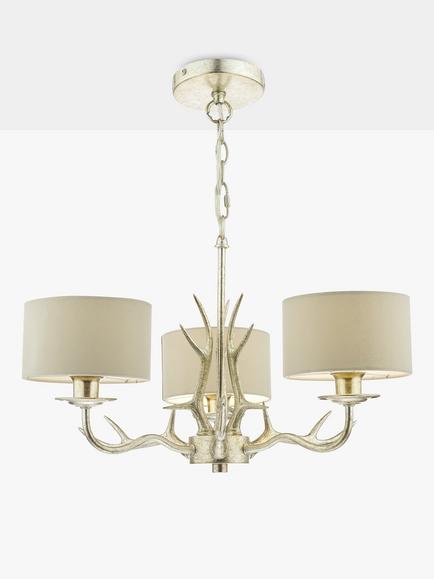Laura Ashley Mulroy 3 Arm Chandelier Ceiling Light, Champagne - view 2, Champagne