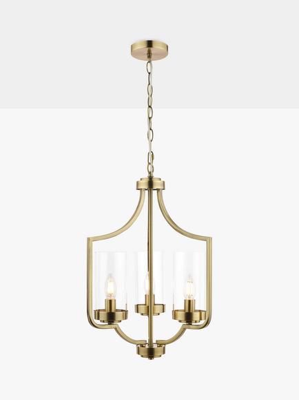 Laura Ashley Joseph Chandelier Ceiling Light, 3 Arm - view 2, Antique Brass