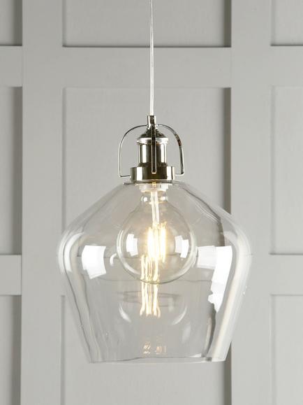 Laura Ashley Rye Glass Pendant Ceiling Light, Clear