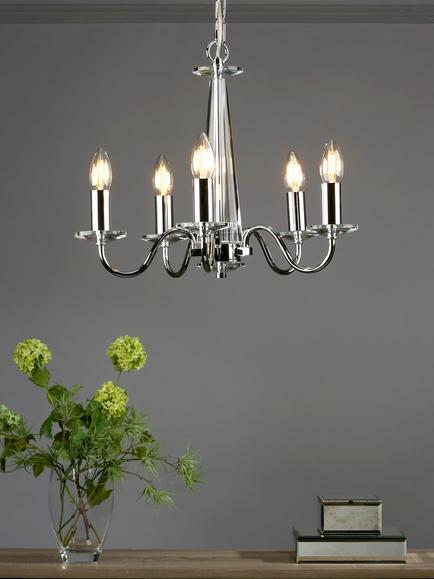 Laura Ashley Blake Crystal Ceiling Light, Clear/Polished Chrome, Clear/Polished Chrome