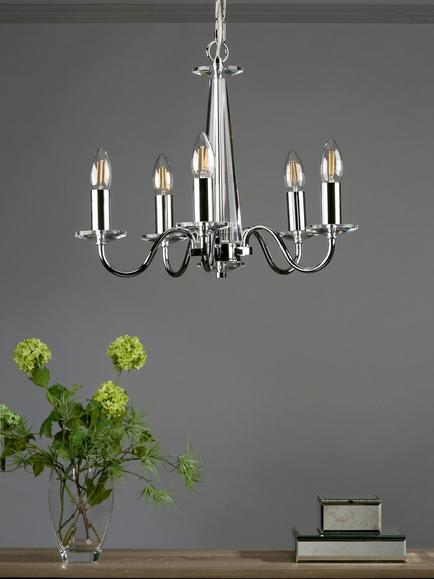 Laura Ashley Blake Crystal Ceiling Light, Clear/Polished Chrome - view 2, Clear/Polished Chrome
