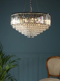 Laura Ashley Vienna Grand Crystal Glass Ceiling Light, Clear/Polished Chrome, Clear/Polished Chrome