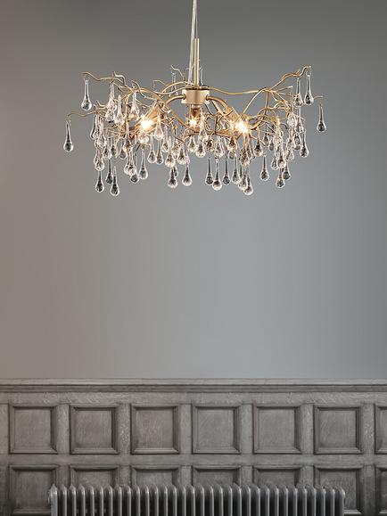 Laura Ashley Willow Crystal Branch Ceiling Light, Satin Champagne - view 2, Satin Champagne