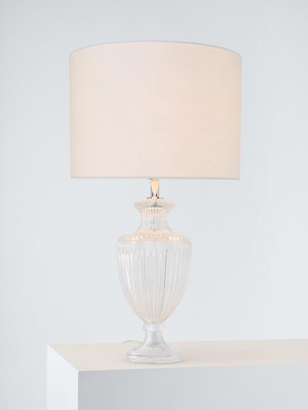 Laura Ashley Meredith Large Ribbed Glass Table Lamp, Clear, Clear