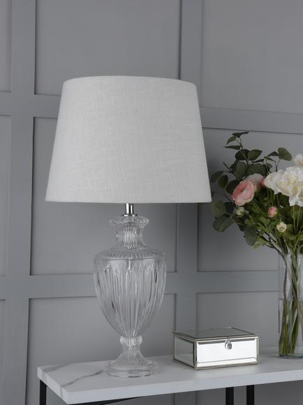 Laura Ashley Meredith Large Ribbed Glass Table Lamp, Clear - view 2, Clear
