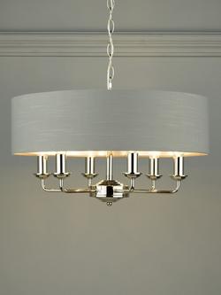 Laura Ashley Sorrento 6 Arm Ceiling Light, Polished Nickel/Charcoal