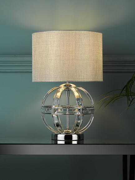 Laura Ashley Aidan Crystal Table Lamp, Polished Chrome, Polished Chrome