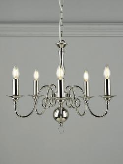 Laura Ashley Winchester 5 Arm Ceiling Light, Polished Nickel