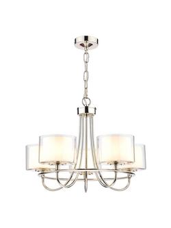 Laura Ashley Southwell 5 Arm Ceiling Light, Polished Nickel, Polished Nickel
