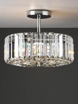 Laura Ashley Fernhurst Crystal Semi-Flush Ceiling Light, Clear/Polished Chrome, Clear/Polished Chrome