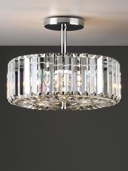 Laura Ashley Fernhurst Crystal Semi-Flush Ceiling Light, Clear/Polished Chrome, Clear/Polished Chrome