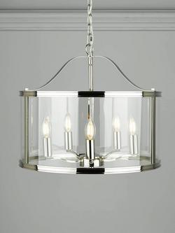 Laura Ashley Harrington 5 Arm Glass Ceiling Light, Polished Nickel, Polished Nickel
