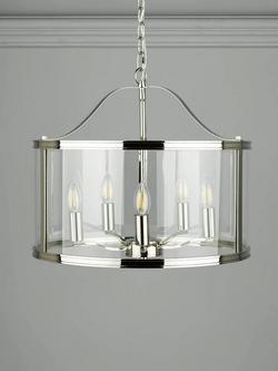 Laura Ashley Harrington 5 Arm Glass Ceiling Light, Polished Nickel - view 2, Polished Nickel