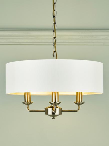 Laura Ashley Sorrento 3 Arm Ceiling Light, Antique Brass/Ivory