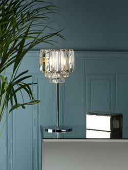 Laura Ashley Vienna Crystal Table Lamp, Clear/Polished Chrome, Clear/Polished Chrome