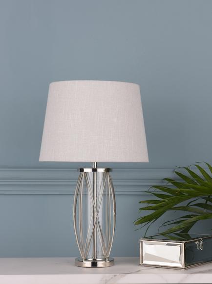 Laura Ashley Beckworth Petite Table Lamp, Polished Nickel - view 2, Polished Nickel