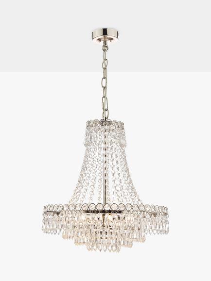 Laura Ashley Enid Crystal Glass Chandelier Ceiling Light, Clear - view 2, Clear