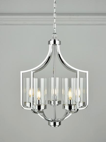 Laura Ashley Joseph Chandelier Ceiling Light, 5 Arm, Polished Chrome