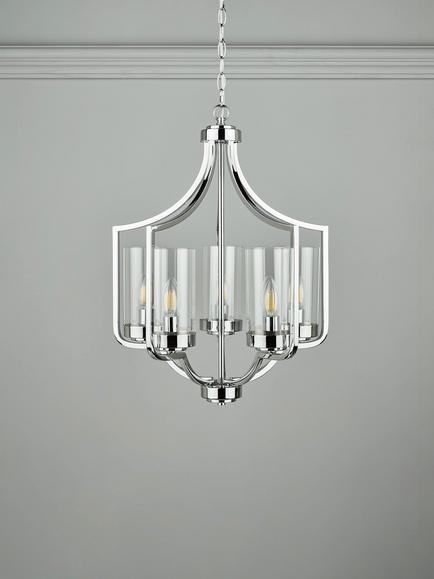 Laura Ashley Joseph Chandelier Ceiling Light, 5 Arm - view 2, Polished Chrome
