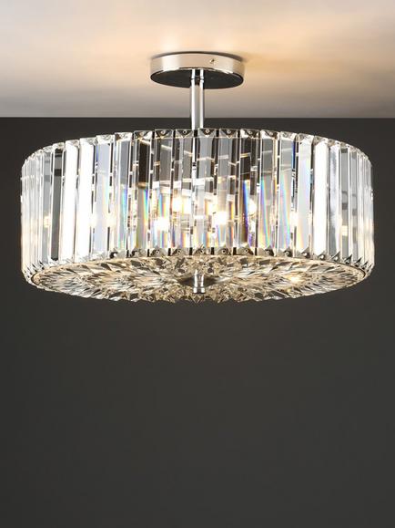 Laura Ashley Fernhurst Crystal Semi-Flush Ceiling Light, Large, Clear/Polished Chrome, Clear/Polished Chrome