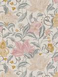 John Lewis Lydia Floral Vinyl Wallpaper, Turmeric