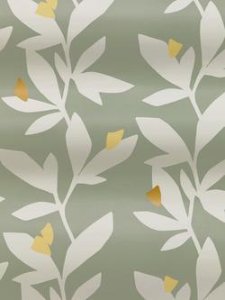 John Lewis Lula Wallpaper - view 2, Dusty Green