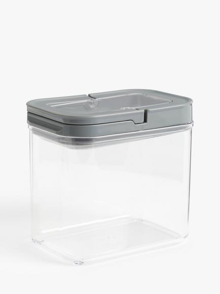 John Lewis Flip Lock Airtight Rectangular Storage Container, Clear/Grey, Clear