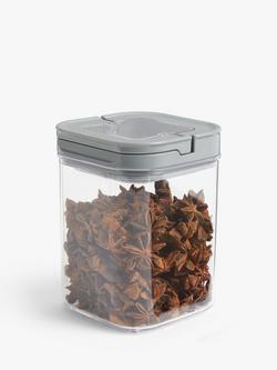 John Lewis Flip Lock Airtight Square Storage Container, 1.1L - view 2, Clear/Grey