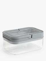 John Lewis Flip Lock Airtight Rectangular Storage Container, Clear/Grey