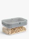 John Lewis Flip Lock Airtight Rectangular Storage Container, Clear/Grey