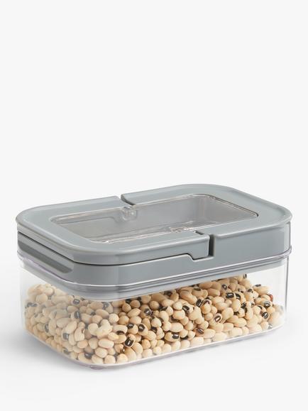 John Lewis Flip Lock Airtight Rectangular Storage Container, Clear/Grey - view 2, Clear/Grey