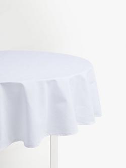 John Lewis Round Cotton Tablecloth, 180cm, White