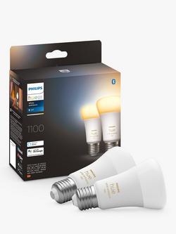 Philips Hue White Ambiance Wireless Lighting Smart LED Light Bulb with Bluetooth, 8W A60 E27 Edison Screw Bulb, Pack of 2 - view 2, White