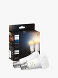 Philips Hue White Ambiance Wireless Lighting Smart LED Light Bulb with Bluetooth, 8W A60 B22 Bayonet Cap Bulb, Pack of 2
