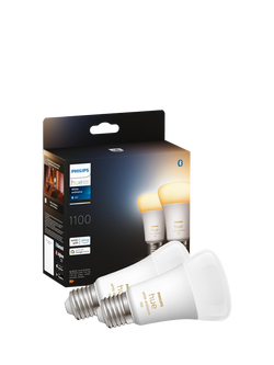 Philips Hue White Ambiance Wireless Lighting Smart LED Light Bulb with Bluetooth, 8W A60 B22 Bayonet Cap Bulb, Pack of 2, White