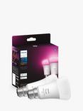 Philips Hue White and Colour Ambiance Wireless Lighting LED Colour Changing Light Bulb with Bluetooth, 9W A60 B22 Bayonet Cap Bulb, Pack of 2