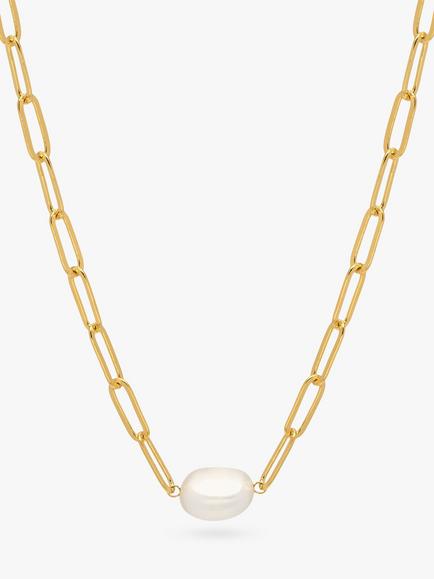 Estella Bartlett The Edit Link Chain Pearl Necklace, Gold, Gold
