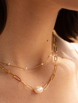 Estella Bartlett The Edit Link Chain Pearl Necklace, Gold - view 2, Gold