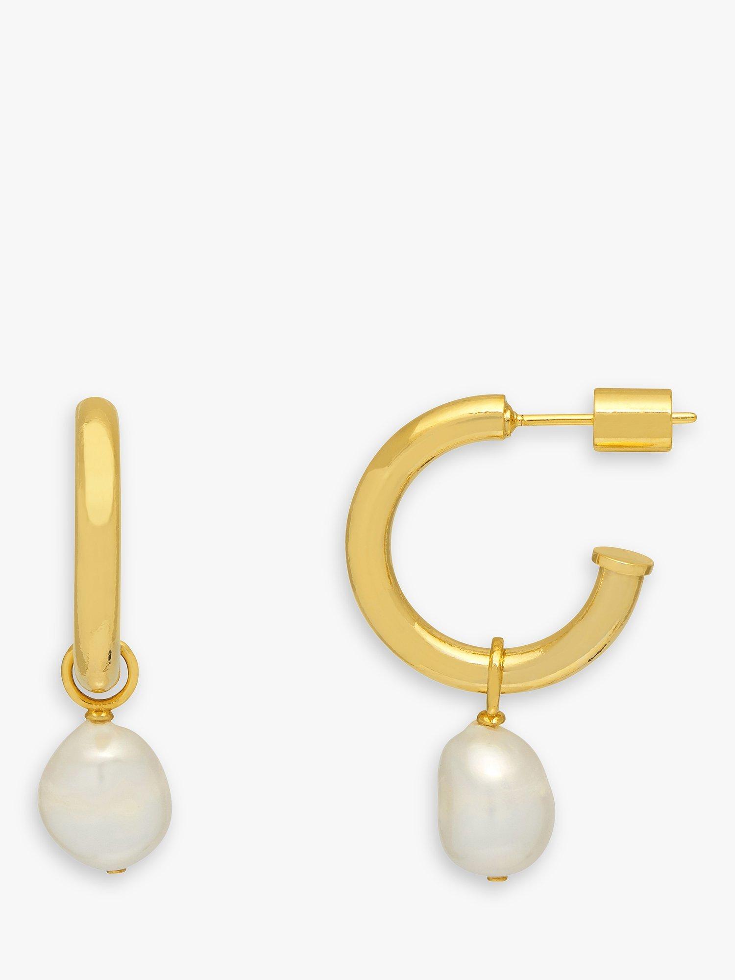 Estella Bartlett The Edit Pearl Drop Hoop Earrings, Gold