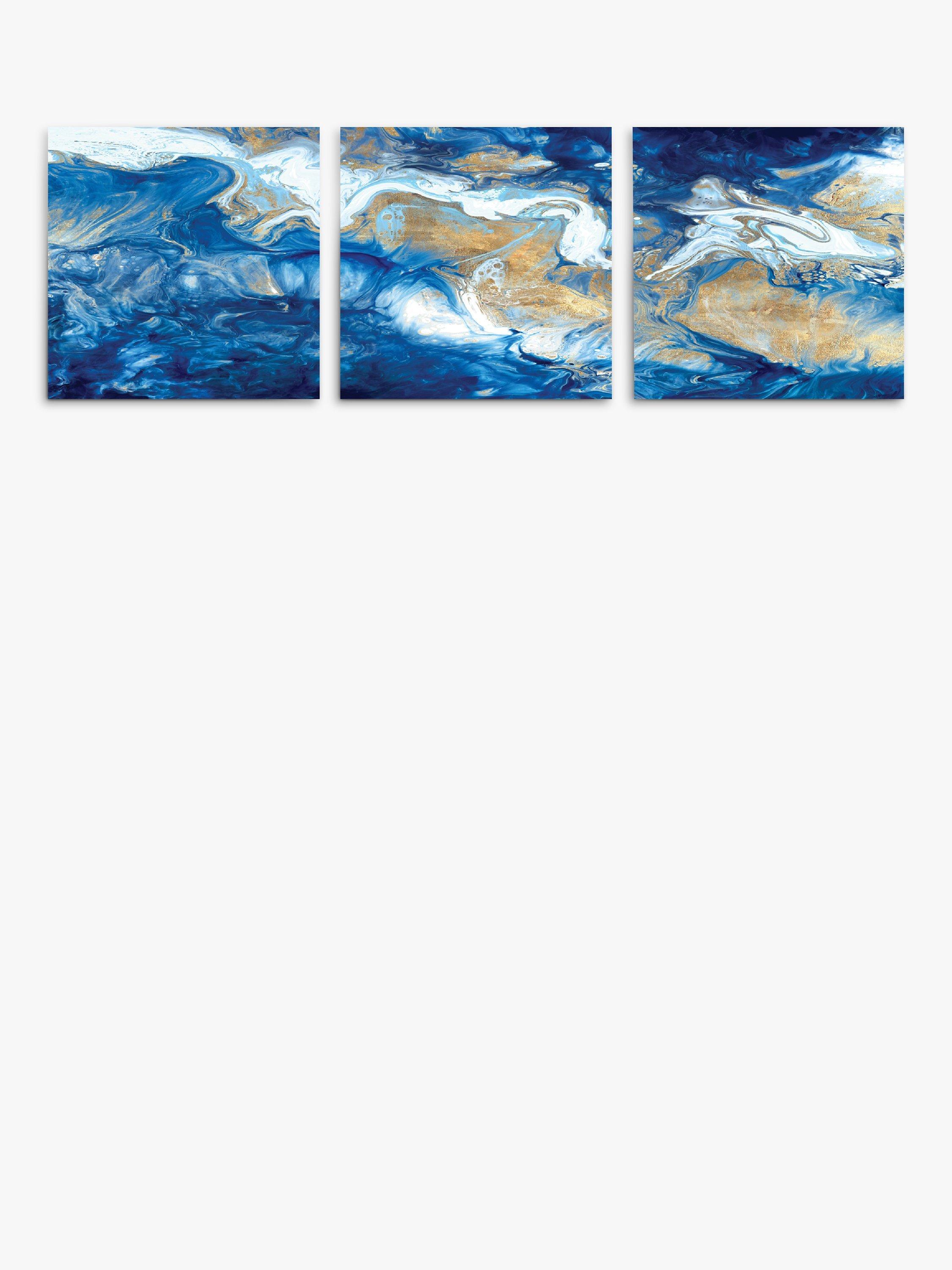 Wendy Kroeker - 'Coral Reef' Canvas Print, Set of 3, 30 x 30cm, Blue