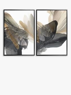 John Lewis Vicki McFarland 'Emerging Gold I & II' Framed Canvas Print, Set of 2, 94 x 64cm, Grey, Grey