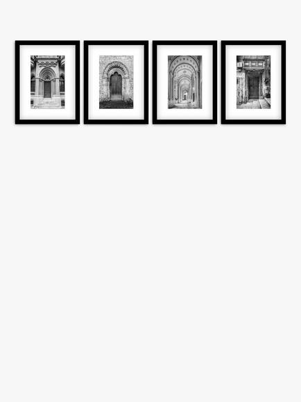 John Lewis Assaf Frank 'Architectural Doorways' Framed Print & Mount, Set of 4, 43.5 x 33.5cm, Black/White, Black/White