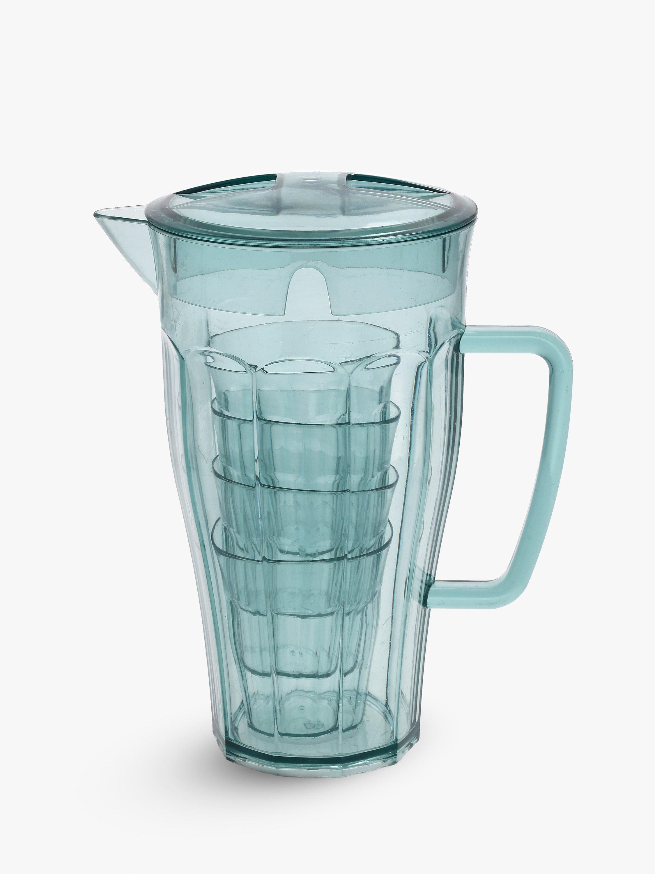 John Lewis ANYDAY Plastic Jug & 4 Tumblers Set, 2L, Aqua